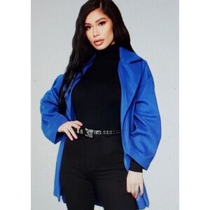 Fashion Nova Royal Blue Trench Coat Size Large